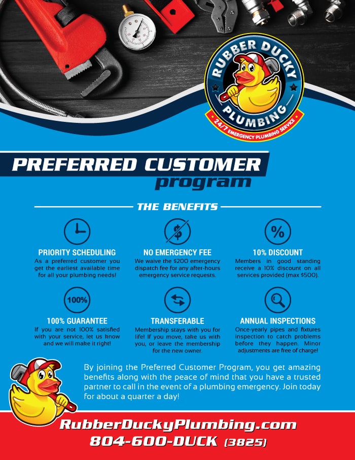 Rubber Ducky Plumbing Preferred Customer Program